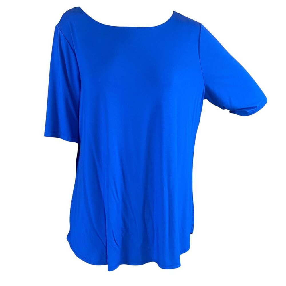 Susan Graver Weekend‎ Essentials Short Sleeve Rayon Top XL Blue #284R